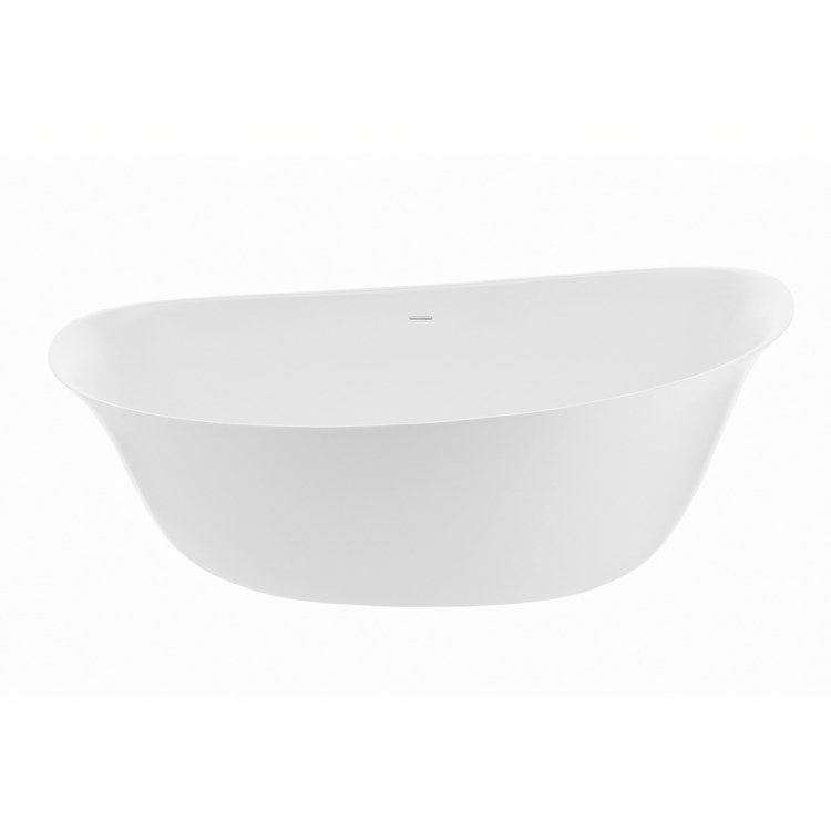 Air Tub Lucia 71 x 34 Inch Freestanding Asymmetrical Rear Center Drain Matte White SculptureStone - Image 1