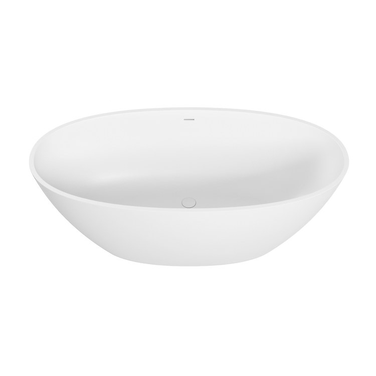 Air Tub Acquabella Ruby 1 66 x 32 Inch Freestanding Back Center Drain Matte White Mineral Composite - Image 1