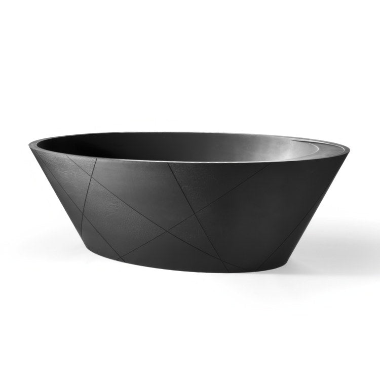 Air Tub Acquabella Opal Quiz Freestanding End Drain Matte Black Mineral Composite - Image 1