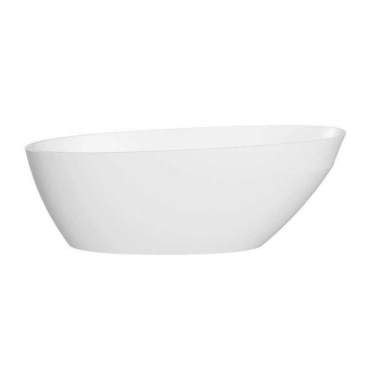Air Tub Acquabella Walker 1 Freestanding Asymmetrical End Drain Gloss White Mineral Composite - Image 2