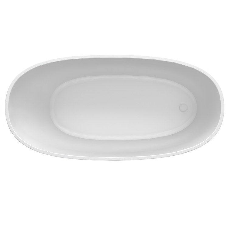 Soaking Tub Lydia 65-1/2 x 31-3/4 Inch Freestanding/Undermount End Drain Gloss White SculptureStone - Image 3