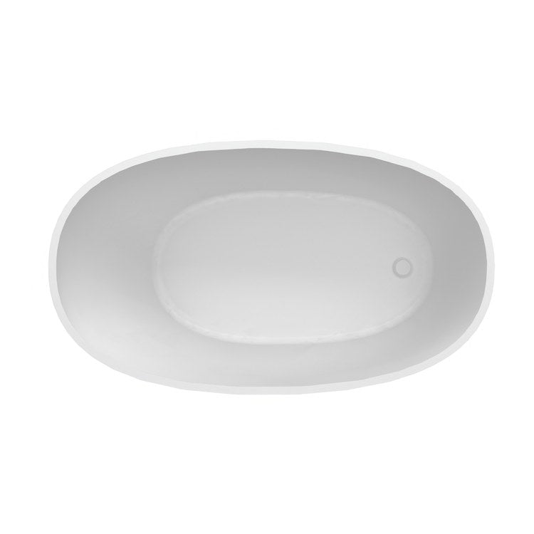 Soaking Tub Lydia 56-1/4 x 32 Inch Freestanding/Undermount End Drain Gloss White SculptureStone - Image 3