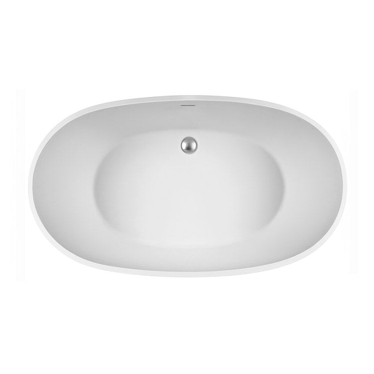 Soaking Tub Alissa 61 x 36 Inch Freestanding/Undermount Back Center Drain Matte White SculptureStone - Image 3