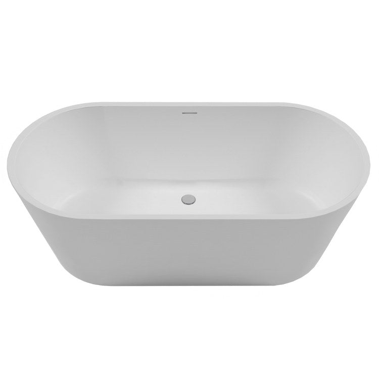 Soaking Tub Evalina 66-1/4 x 32-1/4 Inch Freestanding Back Center Drain Matte White SculptureStone