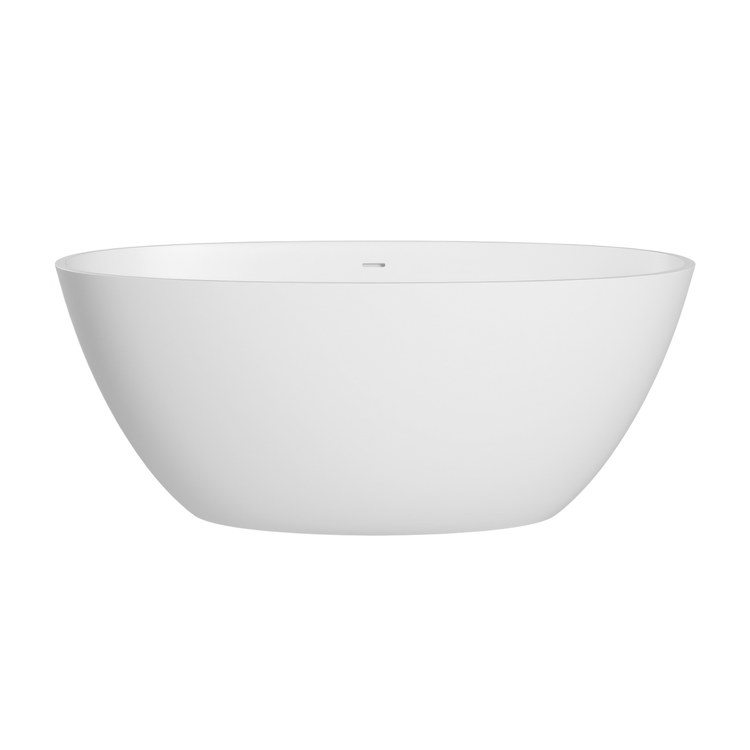 Soaking Tub Ruby 2 59 x 30 Inch Freestanding Back Center Drain Gloss White Mineral Composite - Image 2