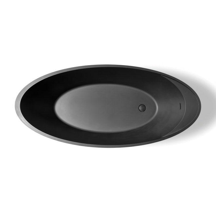 Soaking Tub Acquabella Opal Quiz 71 x 32 Inch Freestanding End Matte Black Mineral Composite - Image 2