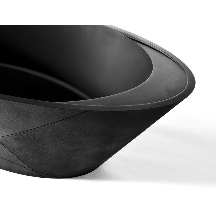Soaking Tub Acquabella Opal Quiz 71 x 32 Inch Freestanding End Matte Black Mineral Composite - Image 3