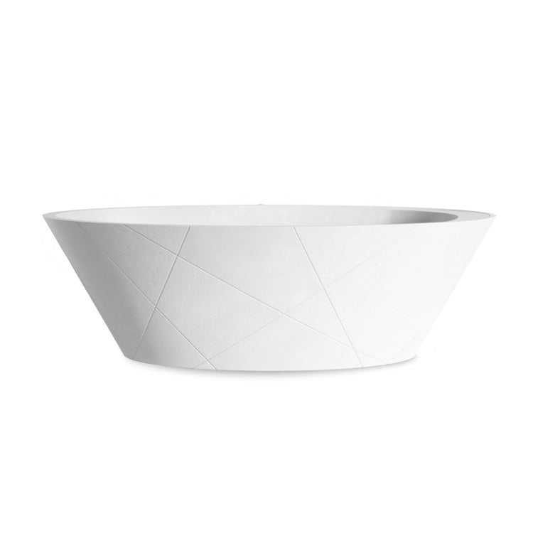 Soaking Tub Acquabella Opal Quiz 71 x 32 Inch Freestanding End Matte White Mineral Composite - Image 2