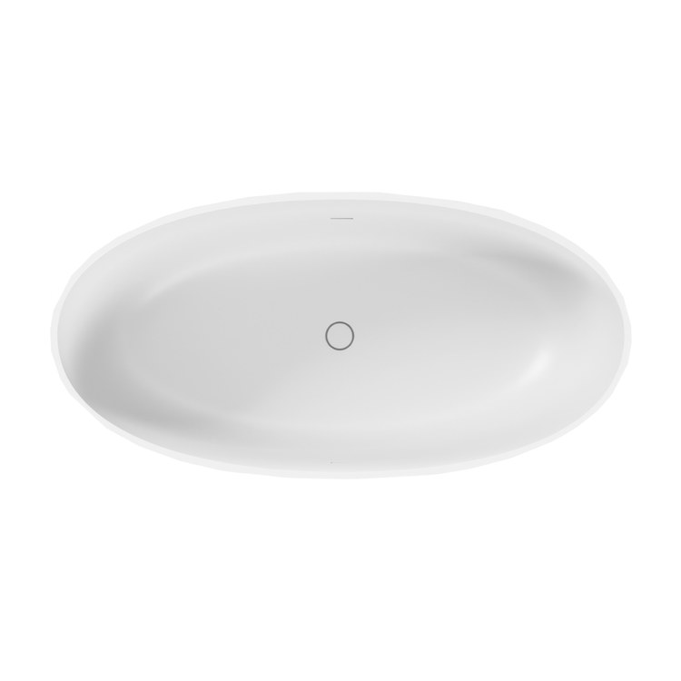 Soaking Tub Acquabella Stelvio 66 x 33 Inch Freestanding Center Matte Gray Mineral Composite - Image 3