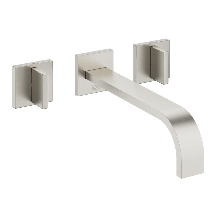 Lavatory Faucet MEM Wall Mount Mixer 2 Lever ADA WaterSense Brushed Platinum 1.2 Gallons per Minute Less Drain 3 Hole - Image 1