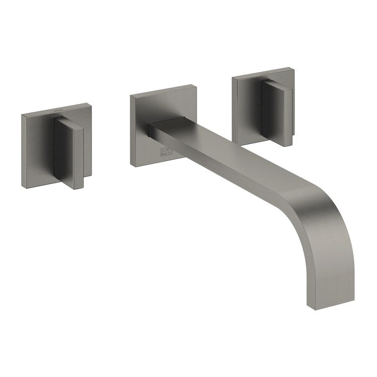 Lavatory Faucet MEM Wall Mount Mixer 2 Lever ADA WaterSense Brushed Dark Platinum 1.2 Gallons per Minute Less Drain 3 Hole - Image 1