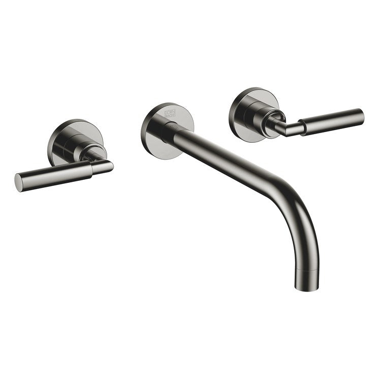 Lavatory Faucet TARA Wall Mount Mixer 2 Lever ADA WaterSense Dark Chrome 1.2 Gallons per Minute Less Drain 3 Hole - Image 1