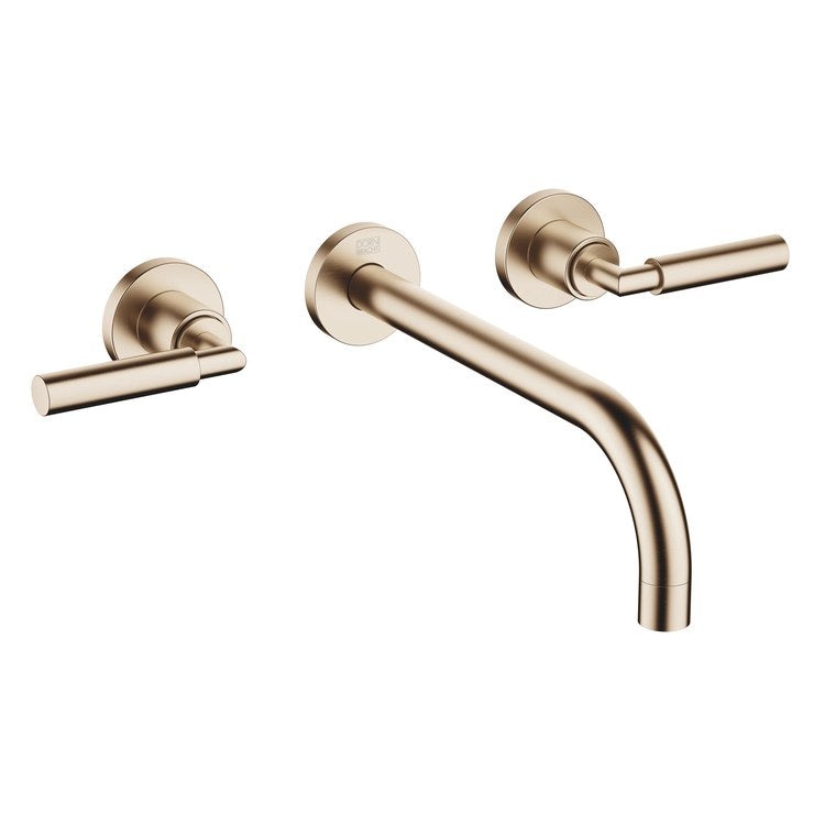 Lavatory Faucet TARA Wall Mount Mixer 2 Lever ADA WaterSense Brushed Champagne 1.2 Gallons per Minute Less Drain 3 Hole - Image 1