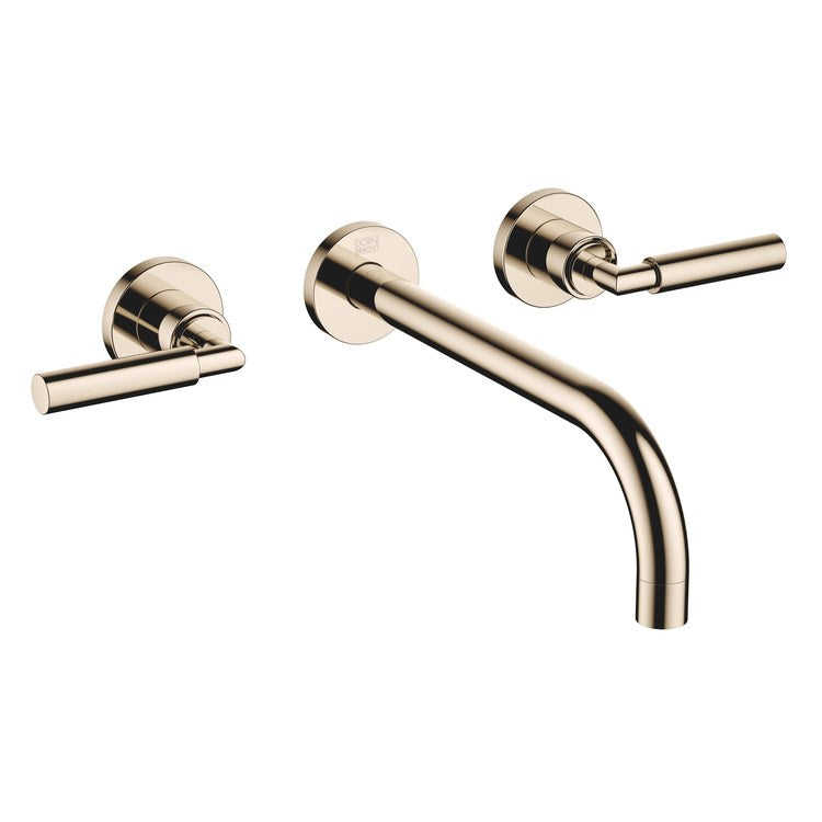 Lavatory Faucet TARA Wall Mount Mixer 2 Lever ADA WaterSense Champagne 1.2 Gallons per Minute Less Drain 3 Hole - Image 1