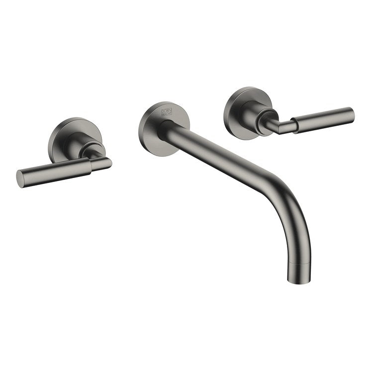 Lavatory Faucet TARA Wall Mount Mixer 2 Lever ADA WaterSense Brushed Dark Platinum 1.2 Gallons per Minute Less Drain 3 Hole - Image 1
