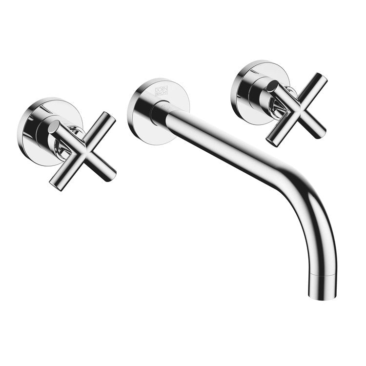Lavatory Faucet TARA Wall Mount Mixer 2 Cross ADA WaterSense Chrome 1.2 Gallons per Minute Less Drain 3 Hole - Image 1
