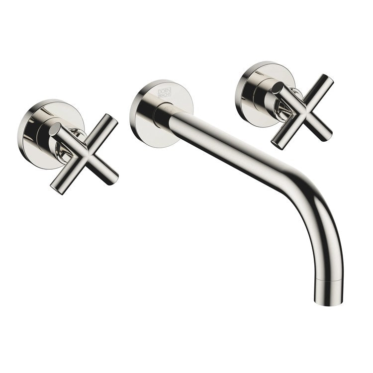 Lavatory Faucet TARA Wall Mount Mixer 2 Cross ADA WaterSense Platinum 1.2 Gallons per Minute Less Drain 3 Hole - Image 1