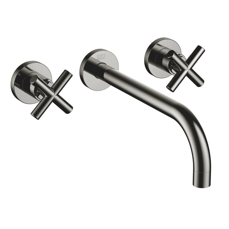 Lavatory Faucet TARA Wall Mount Mixer 2 Cross ADA WaterSense Dark Chrome 1.2 Gallons per Minute Less Drain 3 Hole - Image 1