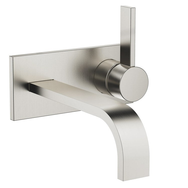 Lavatory Faucet MEM Wall Mount Mixer 1 Lever ADA WaterSense Brushed Platinum 1.2 Gallons per Minute Less Drain 2 Hole - Image 1