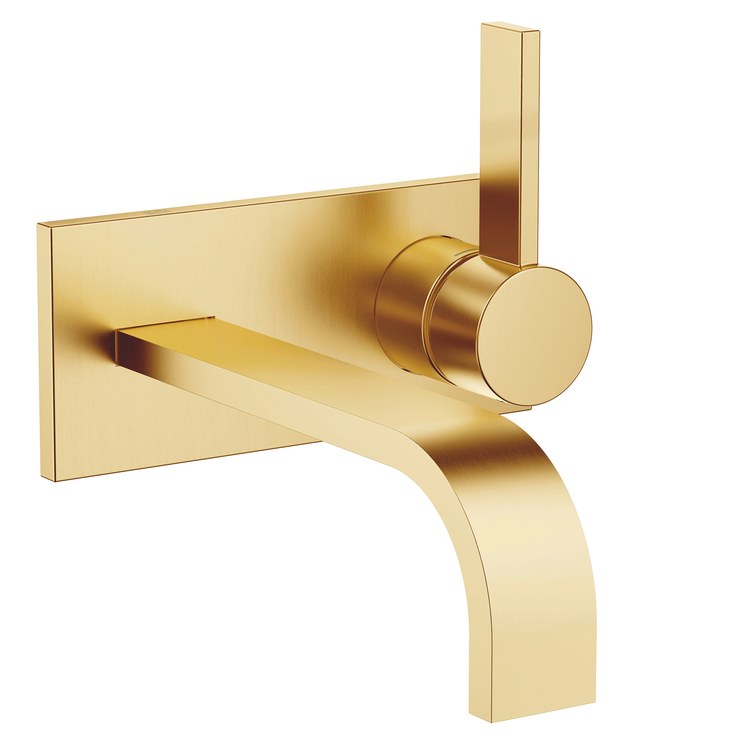 Lavatory Faucet MEM Wall Mount Mixer 1 Lever ADA WaterSense Brushed Durabrass 1.2 Gallons per Minute Less Drain 2 Hole - Image 1