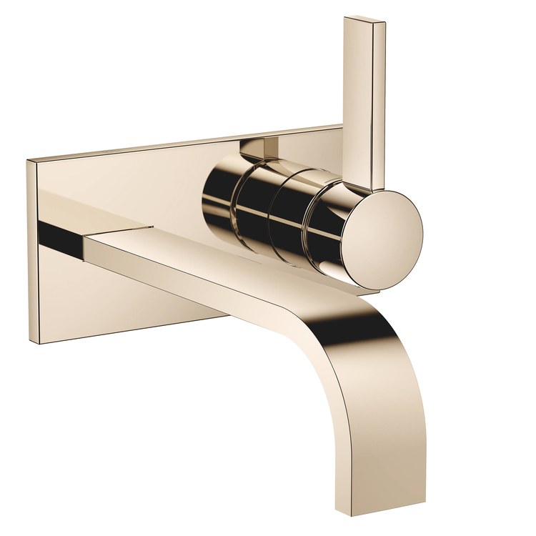 Lavatory Faucet MEM Wall Mount Mixer 1 Lever ADA WaterSense Champagne 1.2 Gallons per Minute Less Drain 2 Hole - Image 1