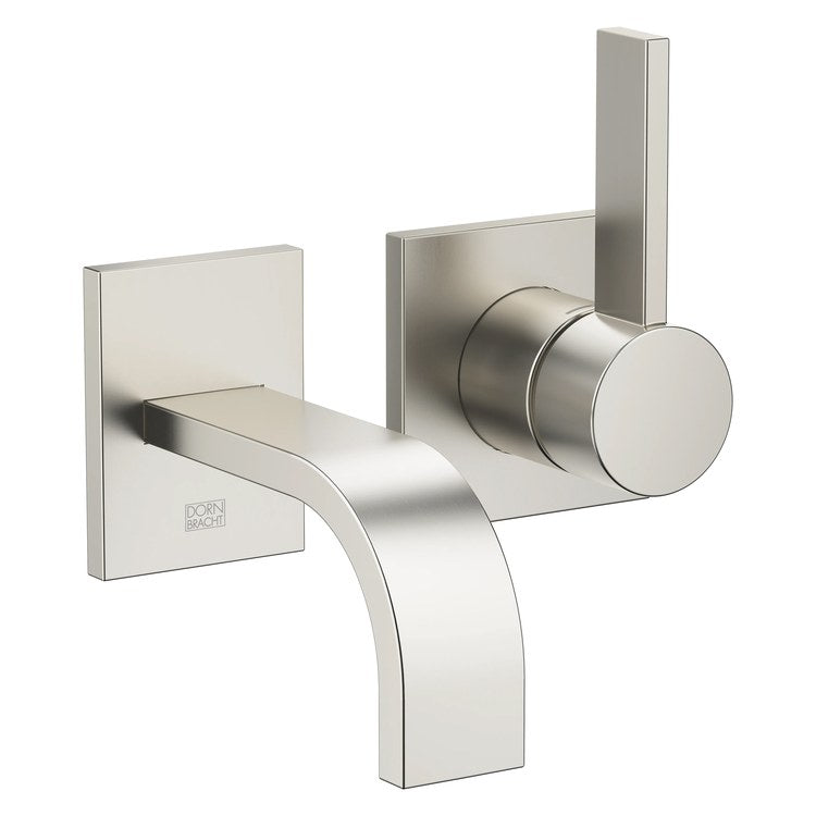 Lavatory Faucet MEM Wall Mount Mixer 1 Lever ADA Brushed Platinum 1.2 Gallons per Minute Less Drain 2 Hole - Image 1