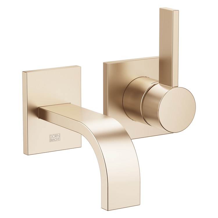 Lavatory Faucet MEM Wall Mount Mixer 1 Lever ADA Brushed Champagne 1.2 Gallons per Minute Less Drain 2 Hole - Image 1