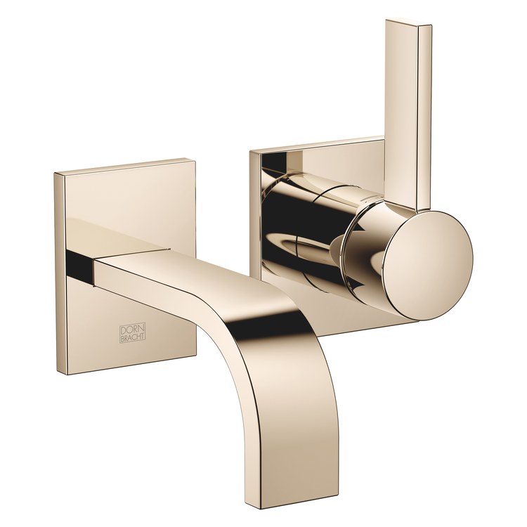 Lavatory Faucet MEM Wall Mount Mixer 1 Lever ADA Champagne 1.2 Gallons per Minute Less Drain 2 Hole - Image 1