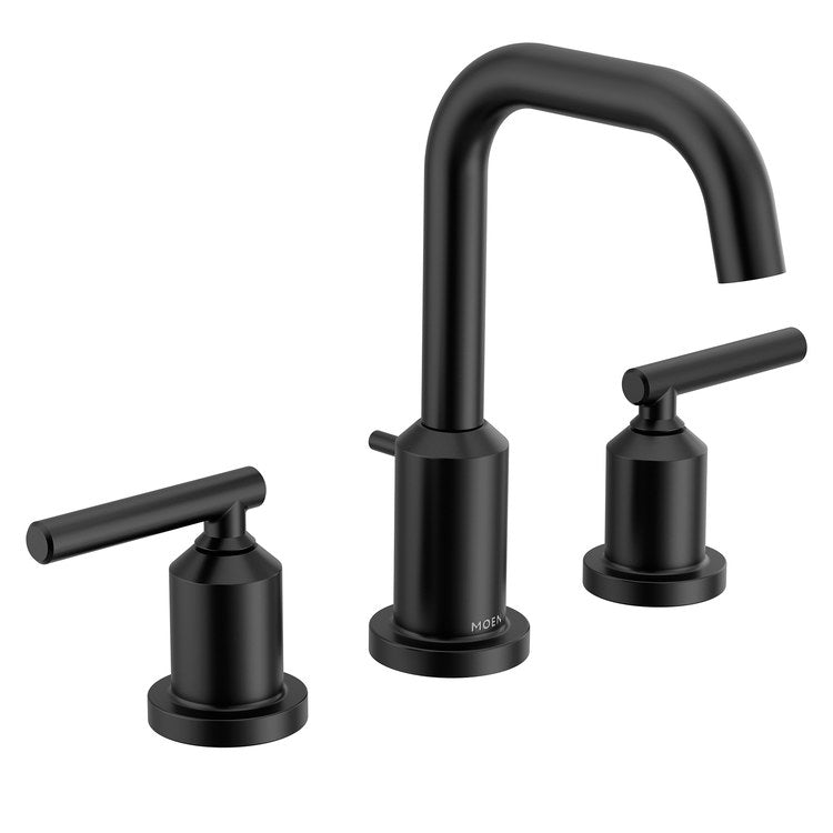 Lavatory Faucet Gibson 8 to 16 Inch Spread 2 Lever ADA WaterSense Matte Black 1.2 Gallons per Minute High Arc 3 Hole - Image 1