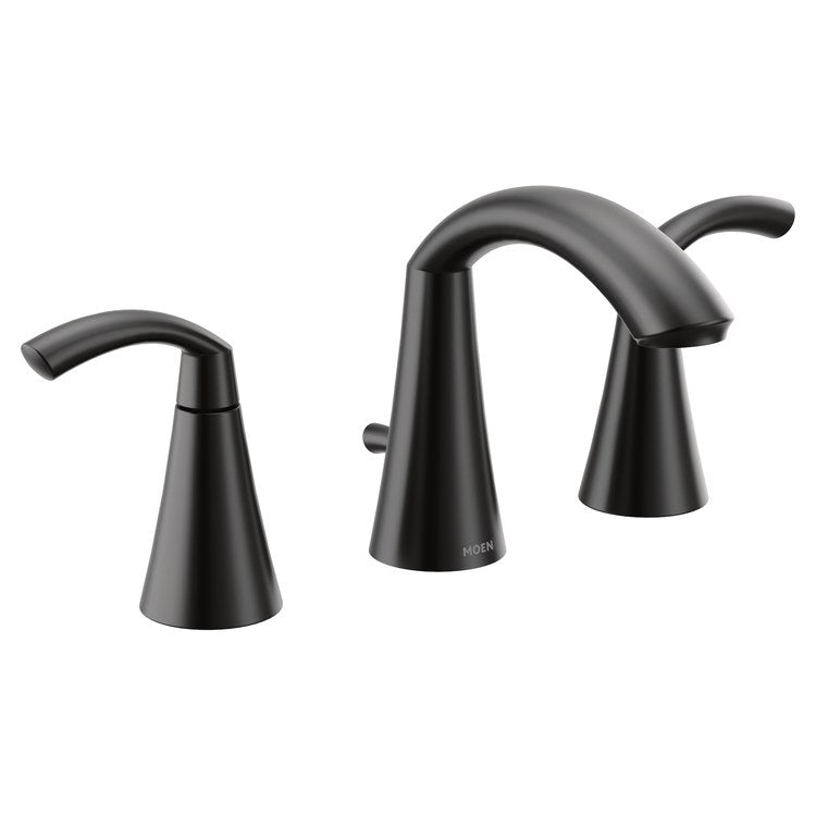 Lavatory Faucet Glyde 8 to 16 Inch Spread 2 Lever ADA WaterSense Matte Black 1.2 Gallons per Minute High Arc 3 Hole - Image 1