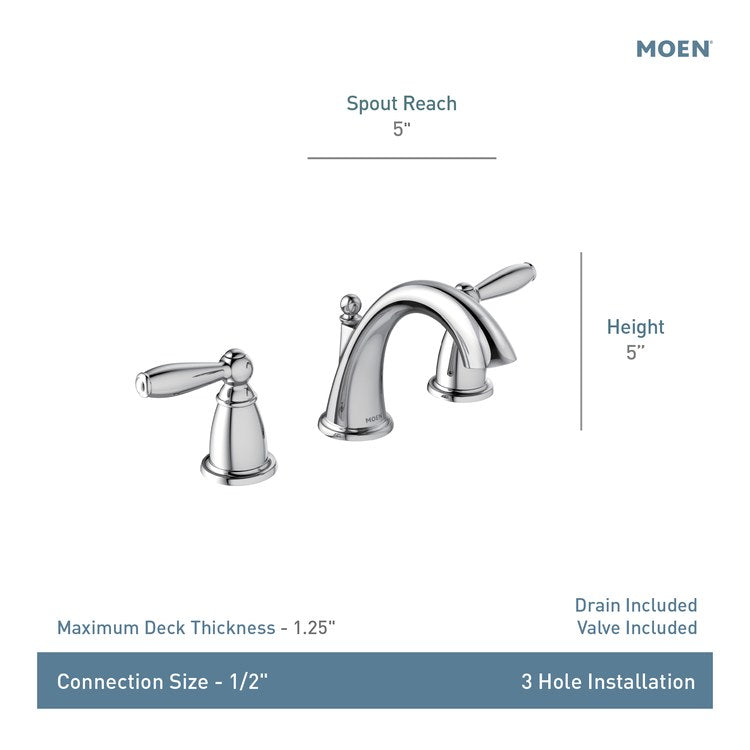 Lavatory Faucet Brantford 8 to 16 Inch Spread 2 Lever ADA WaterSense Chrome 1.2 Gallons per Minute High Arc 3 Hole - Image 2