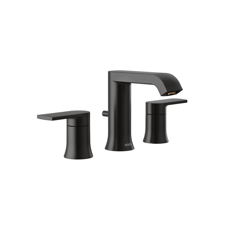 Lavatory Faucet Genta LX 8 to 16 Inch Spread 2 Lever ADA WaterSense Matte Black 1.2 Gallons per Minute Low Arc 3 Hole - Image 1
