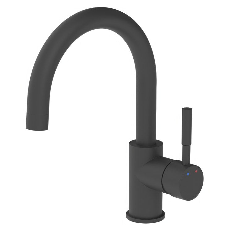 Bar Faucet Dia 1 Lever ADA Matte Black Gooseneck Swivel 0.5 Gallons per Minute - Image 1