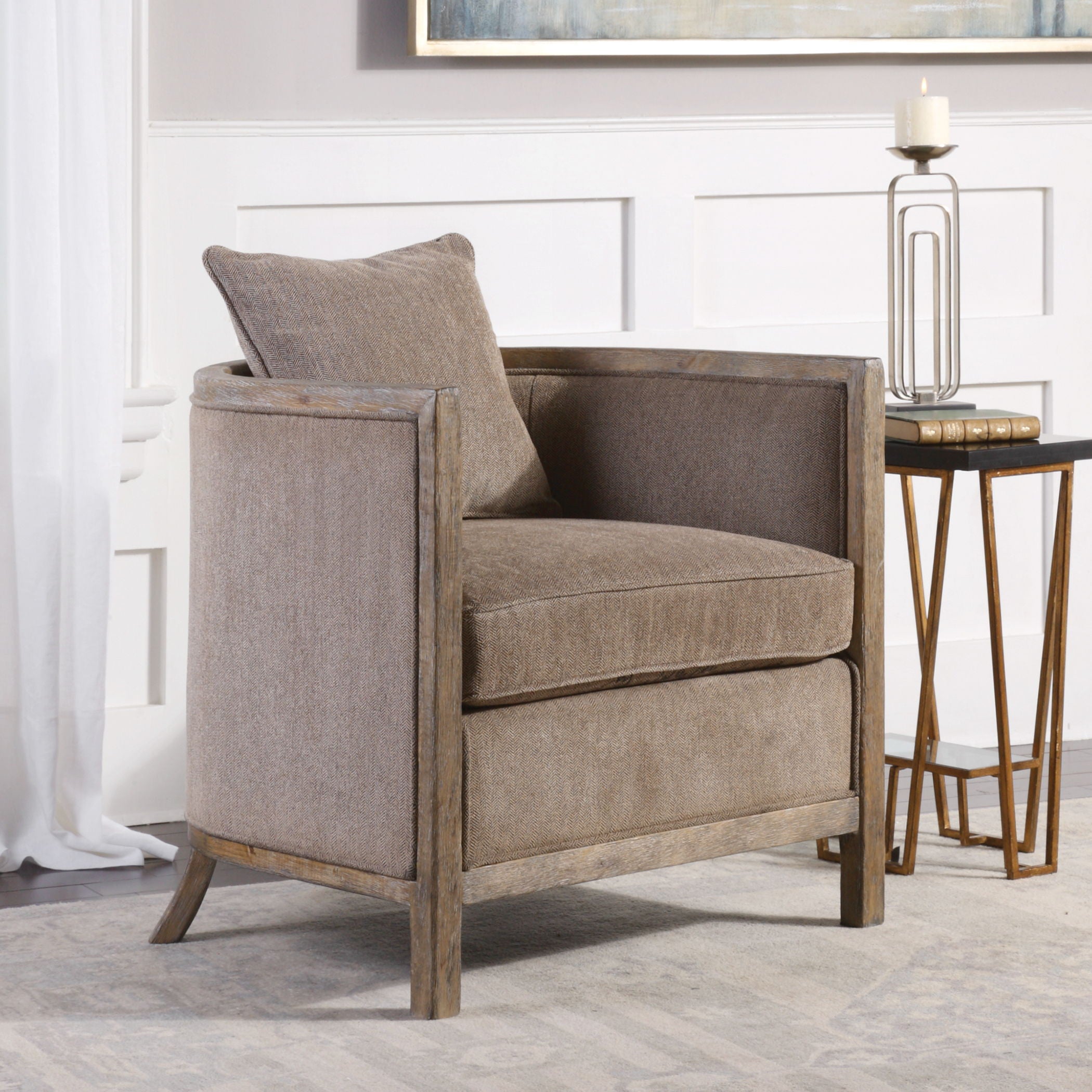 Viaggio - Chenille Accent Chair - Gray - Image 3