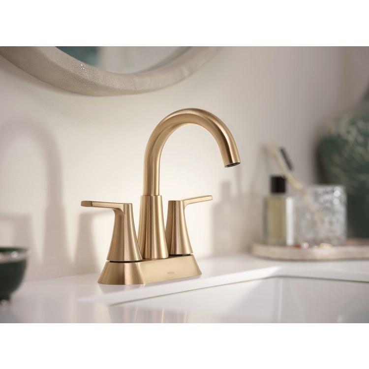 Lavatory Faucet Jase Centerset 4 Inch Spread 2 Lever ADA WaterSense Bronzed Gold 1.2 Gallons per Minute Rigid Pop-Up 3 Hole - Image 2