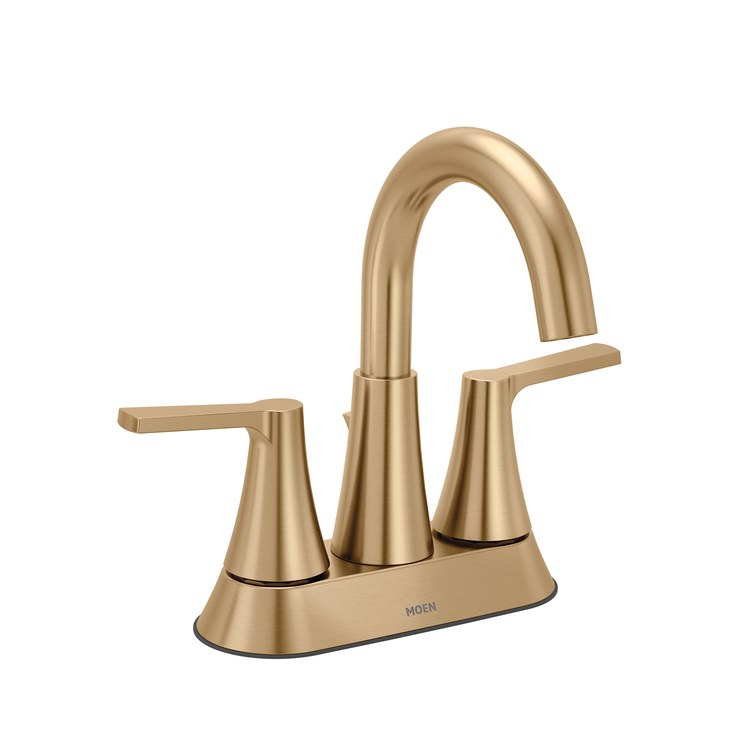Lavatory Faucet Jase Centerset 4 Inch Spread 2 Lever ADA WaterSense Bronzed Gold 1.2 Gallons per Minute Rigid Pop-Up 3 Hole