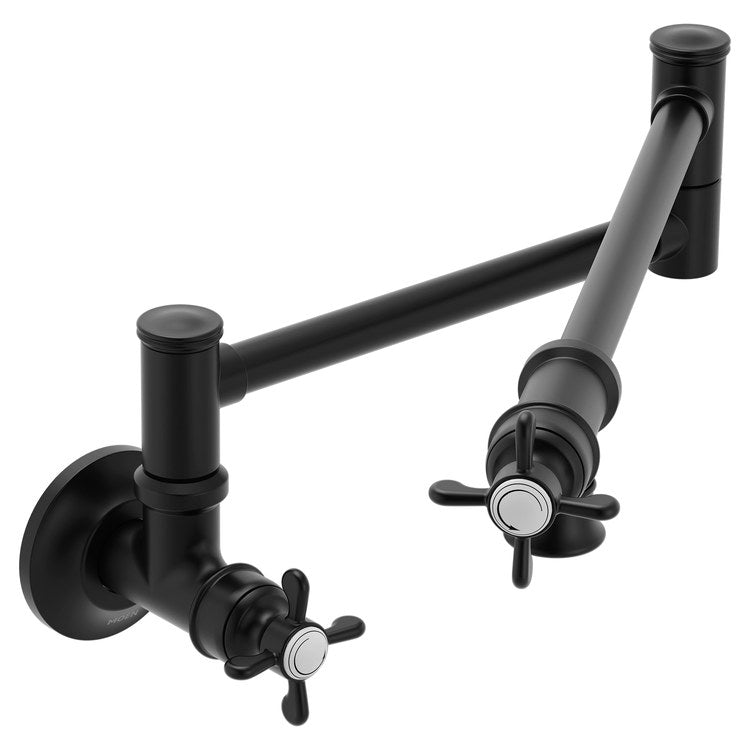Pot Filler Weymouth 2 Lever ADA Matte Black 1 Hole 5.5 Gallons per Minute - Image 1