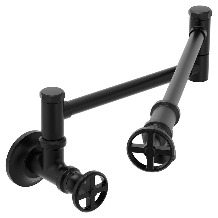 Pot Filler Paterson 2 Wheel ADA Matte Black 1 Hole 5.5 Gallons per Minute