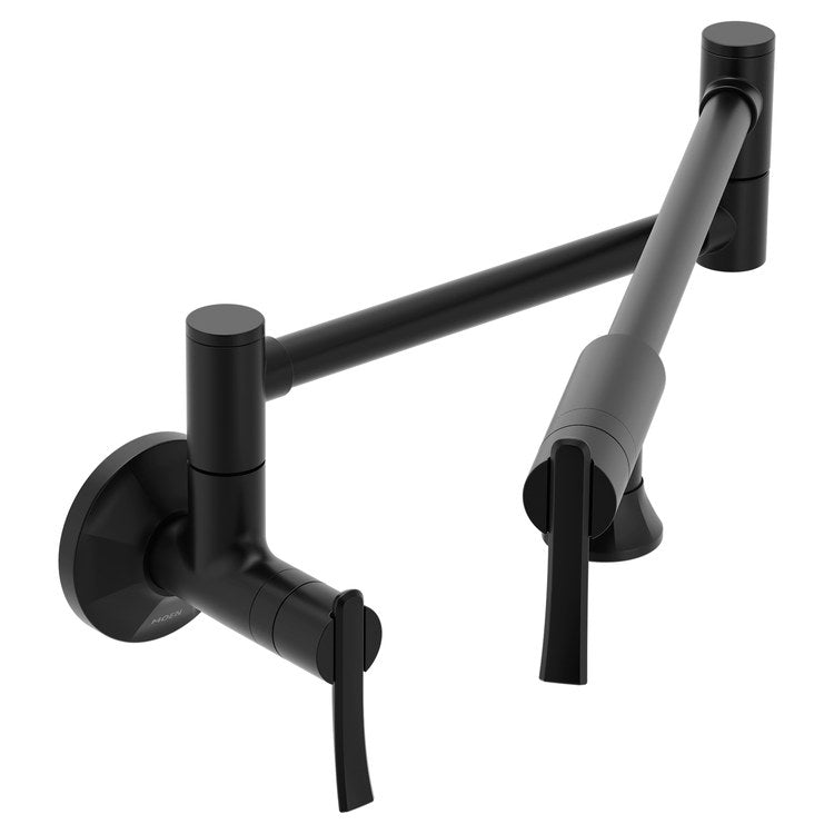 Pot Filler Sinema Modern 2 Lever ADA Matte Black 1 Hole 5.5 Gallons per Minute