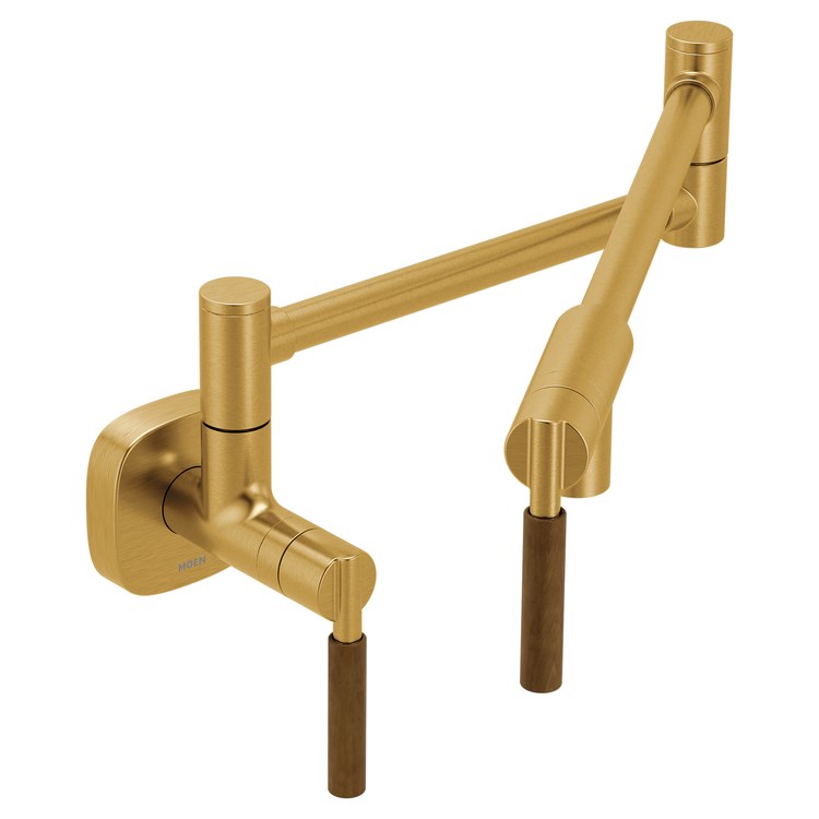 Pot Filler Tenon Modern 2 Lever ADA Brushed Gold 1 Hole 5.5 Gallons per Minute - Image 1