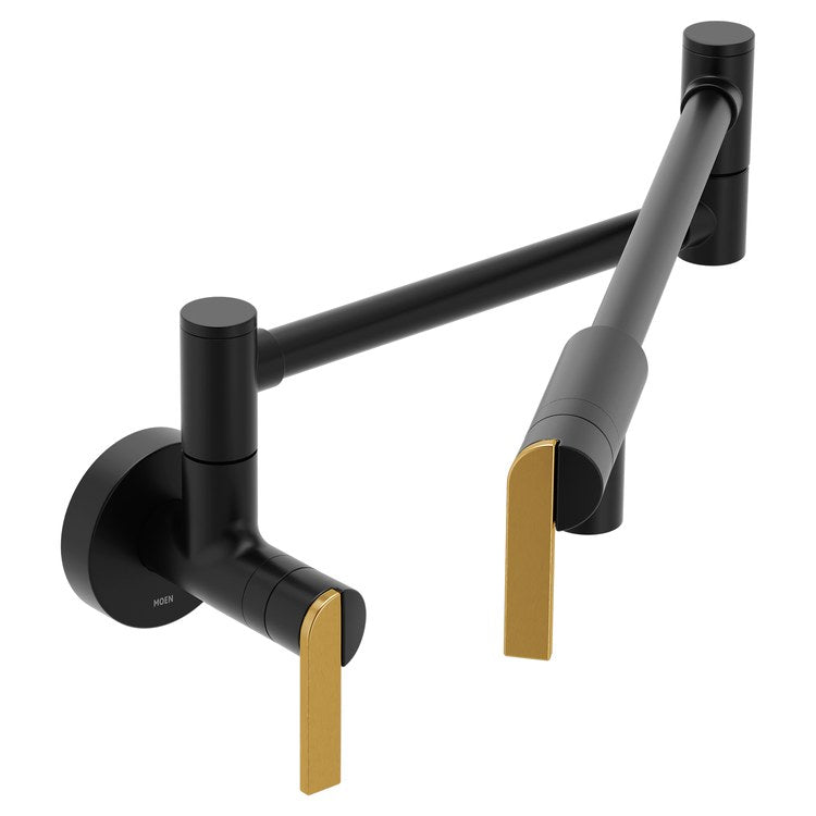 Pot Filler Nio Modern 2 Lever ADA Matte Black 1 Hole 5.5 Gallons per Minute - Image 1