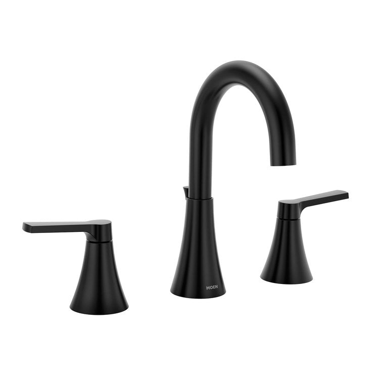 Lavatory Faucet Jase Widespread 8 Inch Spread 2 Lever ADA Matte Black 1.2 Gallons per Minute Pop-Up 2 Hole - Image 1