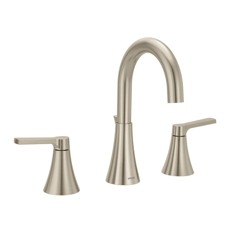 Lavatory Faucet Jase Widespread 8 Inch Spread 2 Lever ADA Brushed Nickel 1.2 Gallons per Minute Pop-Up 2 Hole - Image 1