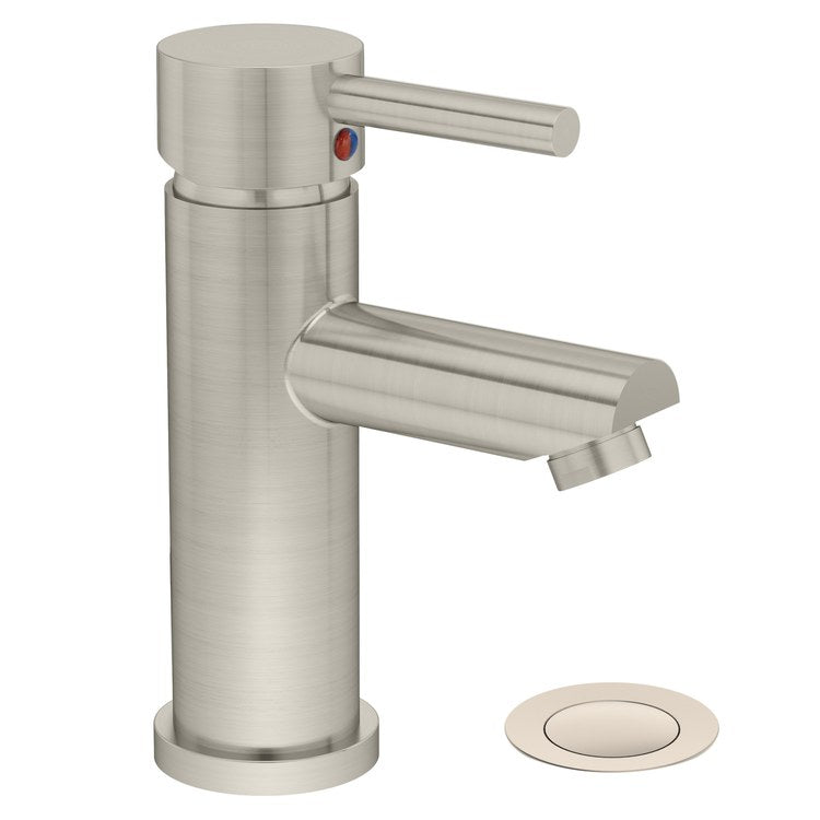 Lavatory Faucet Dia Round 1 Lever ADA WaterSense Satin Nickel 1.0 Gallons per Minute Metal Push Pop 1 Hole - Image 1