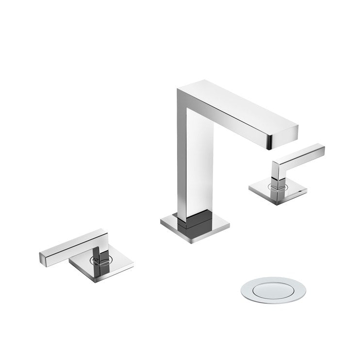Lavatory Faucet Duro Widespread 8 to 16 Inch Spread 2 Lever ADA Polished Chrome 0.5 Gallons per Minute Fixed Metal Push Pop 3 Hole - Image 1