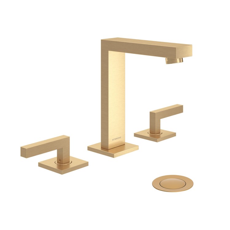 Lavatory Faucet Duro Widespread 8 to 16 Inch Spread 2 Lever ADA Satin Nickel 0.5 Gallons per Minute Fixed Metal Push Pop 3 Hole - Image 1
