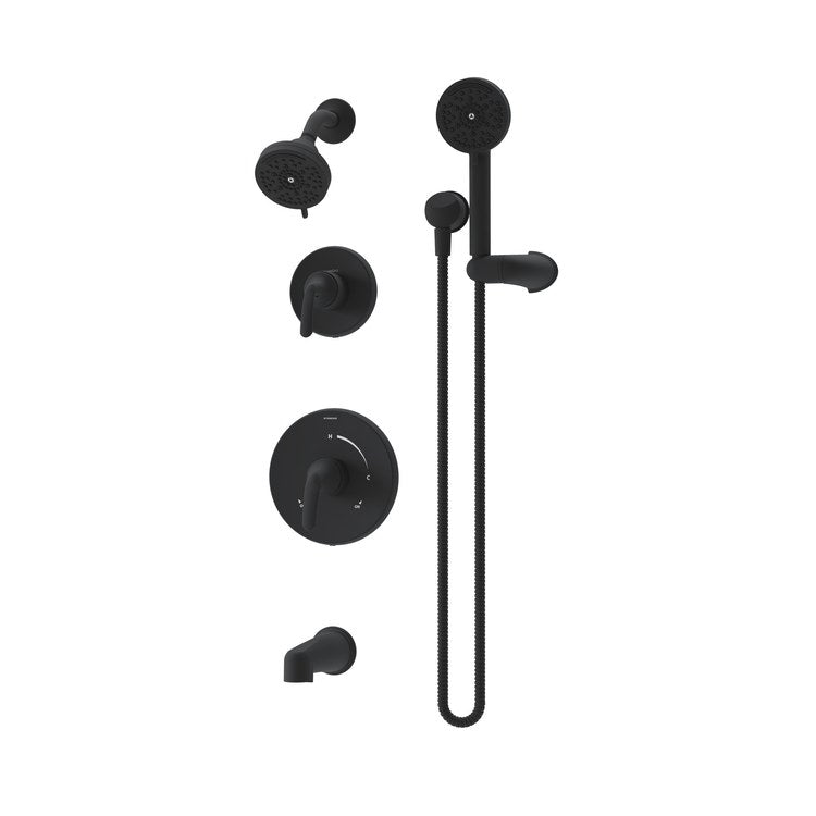 Shower Trim Elm 2 Lever Matte Black WaterSense ADA 1.5 Gallons per Minute Round 7 Function for 261 Series Temptrol Valve and 2DIVBODYSRT Diverter - Image 1
