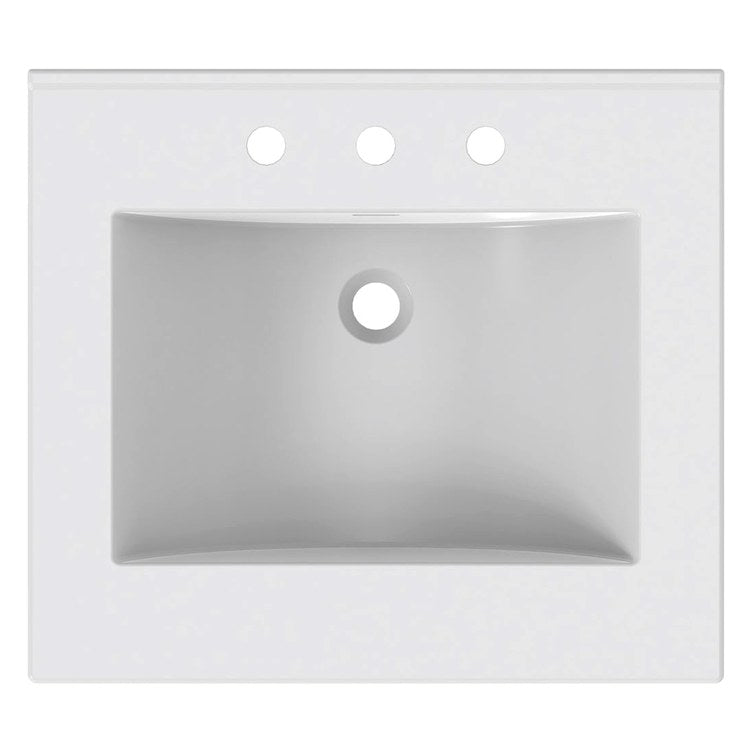 Vanity Top Ceramic Top Centerset 25 x 22 Inch White 8 Inch Spread Ceramic 3 Hole 1-4/5 Centimeter - Image 2