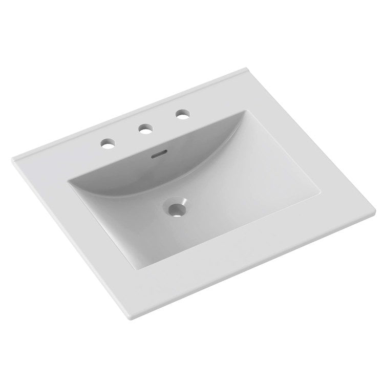 Vanity Top Ceramic Top Centerset 25 x 22 Inch White 8 Inch Spread Ceramic 3 Hole 1-4/5 Centimeter