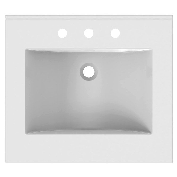 Vanity Top Ceramic Top Centerset 25 x 22 Inch White 8 Inch Spread Ceramic 3 Hole 3 Centimeter - Image 2